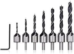 皿穴ドリルビット 7本セット 皿取り錐ドリル 3/4/5/6/7/8/10mm 面取りカッター 鋭角ビット 高速度鋼製 六角レンチ付き DIY工具 竹/木/硬質ゴムなどの穴開け