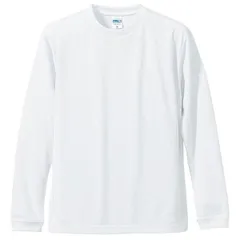 ロングスリーブ Tシャツ XL ホワイト UVカット 吸汗 速乾 シルキータッチ 袖リブ仕様 長袖 tシャツ ティーシャツ ロンT