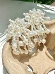 ジュエリー レディース イヤーアクセサリー  1ペア 手作り パール タッセル ピアス レディース、誇張されたパーソナライズされたスタイル、パーティー、集まり、日々のファッションアクセサリーに適しています