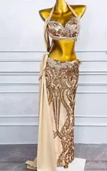 新品 ベリーダンス オリエンタル衣装 インナー付 ゴールド オーダーメイド