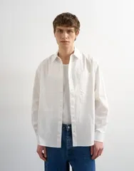 トップマン メンズ トップス シャツ リラックスフィット Topman relaxed fit poplin shirt WHITE ホワイトのサムネイル