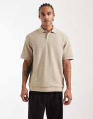 【BEIGE】クランチ グリッド ニットポロ クランチ グリッド ニットポロ