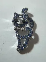 【 K18WG  / ネックレストップ 】猫 デザイン デザインチャーム キャット 1.81g 18金 青石