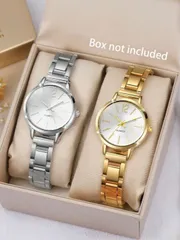 腕時計 レディース セット 女性用 スチールバンド ファッション ダイヤモンド 3眼デジタル ダイヤル クォーツ腕時計 セット (2個入り)