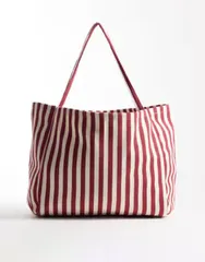 エイソス メンズ バッグ ASOS DESIGN striped textured tote bag Multi マルチカラーのサムネイル