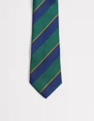 エイソス メンズ アクセサリー ネクタイ ASOS DESIGN rugby striped necktie and GREEN グリーン