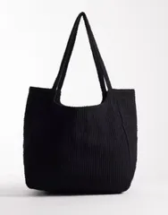 エイソス メンズ バッグ ASOS DESIGN textured tote Black ブラックのサムネイル