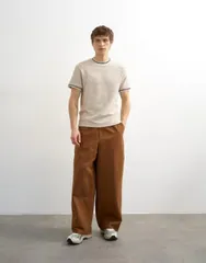 トップマン メンズ ボトムス カジュアルパンツ Topman baggy fit pants with side pockets BROWN ブラウン