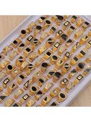 リング メンズ セット レトロパンクゴシック エナメルオイルドロップ正方形リング 10個セット メンズレディース ヴィンテージジュエリーアクセサリー パーティーギフト ミックススタイル