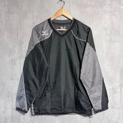 【美品】ミズノ MIZUNO ウィンドブレーカー ピステ Vジャン 裏メッシュ L 黒 灰 62JE4001 テニス ソフトテニス バドミントン サッカー 野球 トレーニングウェア スポーツ 防風 撥水 シャカシャカ メンズ レディース 男女兼用 古着 ロゴ