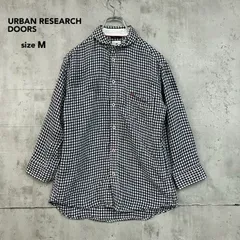 URBAN RESEARCH DOORS アーバンリサーチドアーズ ギンガムチェック ラウンドカラー 長袖 シャツ DM10-1013 ネイビー ホワイト M コットン 100% トップス インナー ブラウス カジュアル ワーク ★ ■◇