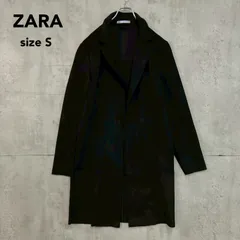 ZARA ザラ ブラック S フェイクスエード チェスター コート テーラード ベルベット調 ロング スリーブ アウター ジャケット 上着 羽織 シンプル 無地 モード カジュアル フォーマル ビジネス きれいめ 襟付き 定番 万能 スリム ★ ◆■