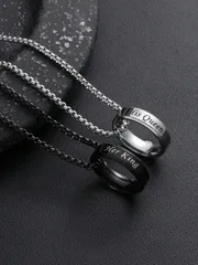 ジュエリー メンズ ネックレス カップルリング ペンダントネックレス、ステンレススチール キュートなデザイン