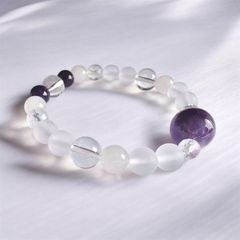大玉水晶×アメジスト 淡水パール 上品 ブレスレット - メルカリ