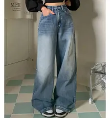 ウォッシュ ワイド ボタン ツーウェイ デニム パンツ