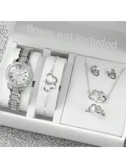腕時計 レディース セット ダイヤモンド シルバー腕時計 ブレスレットセット ネックレス ピアス リング 6点セット ジュエリーセット 母の日 妻 彼女 記念日 誕生日 クリスマス バレンタインデー ギフト