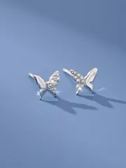 ジュエリー レディース イヤーアクセサリー 1ペア S925スターリングシルバー キュービックジルコニア バタフライスタッドピアス、女性のための日常、学校、通勤、クラスメイト、姉妹、娘への贈り物、誕生日、新作