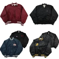 古着卸 まとめ売り 裏地付き・一枚地 MIX ナイロンスタジャン ジャケット 6枚セット (メンズ XL ) ワンポイント ライン 中古 古着 NE2771