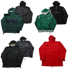 古着卸 まとめ売り アノラックパーカー ジャケット 7枚セット (メンズ S /M ) ワンポイント ライン レッド ブラック 中古 古着 NE2827