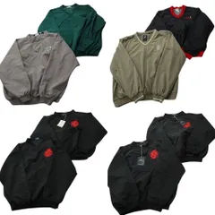 古着卸 まとめ売り ワンポイント プルオーバー ジャケット 8枚セット (メンズ L ) デッドストック Ｖネック バイカラー 中古 古着 NE2878