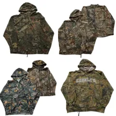 古着卸 まとめ売り リアルツリー 迷彩 スウェット 6枚セット (メンズ L /XL ) フーディー ハーフジップ ジップパーカー 中古 古着 NE2901