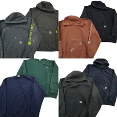 古着卸 まとめ売り カーハート スウェット 8枚セット (メンズ XL ) フーディー ペンキ ブラック 中古 古着 NE2999