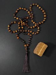 珠寶 男士 項鍊 108 顆瑪拉項鍊 8mm 虎眼石 煙水晶 波西米亞流蘇項鍊 冥想 祈禱 珠寶 男士 女士