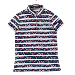 サイズ：0 JACK BUNNY ジャックバニー LIBERTY 半袖ポロシャツ ボタンダウン ボーダー 花柄 ネイビー系 [240101593866] ゴルフウェア レディース ストスト