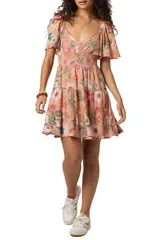 オニール レディース トップス ワンピース ティアード フラワー柄 ミニ フラワー ONeillayken Camella Floral Tiered Minidress Corkのサムネイル