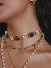 ジュエリー レディース ネックレス 18Kゴールドメッキ 1個 パール/マザーオブパール フラワーネックレス、テクスチャード、メタリックアクセント、パーティー、カジュアル、コンサート/フェスティバル、ナイトクラブ、