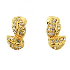 ★SALE【6jcb0438】クリスチャンディオール イヤリング GPメッキ ラインストーン ゴールド【中古】レディース