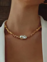 ジュエリー レディース ネックレス 1個 カジュアル、仕事、エレガント、高級、かわいい、ウェディング、セクシー、バカンス、パーリー パール/マザーオブパール、メタリック、ビーズ、テクスチャードネックレス、Y2K/母