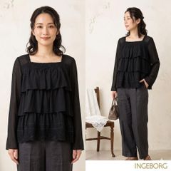 ♥【美品】インゲボルグ ハシゴレース刺繍ブラウス ☆秋まで活躍