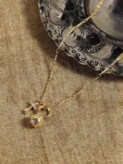 ジュエリー レディース ネックレス 18Kゴールドメッキ ビッグクロスネックレス、ヴィンテージシック ハートチャーム付きペンダント、多用途、パーティー、ナイトクラブ、ショッピング、ヴィンテージ、プレミアム、ジルコニ