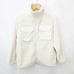 ジーユー GU ジャケット ブルゾン ジップアップ  別布 布帛 切替 フリース ベージュ S