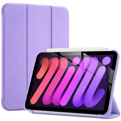 ProCase iPad Mini A17 Pro 第7世代 2024 Mini6 Mini7 ケース 2021 8.3インチ、スリム 三つ折りスタンド ハードバックカバー 落下保護 薄型軽量 磁気吸着 スマートスリープ復帰機能付き -パープル