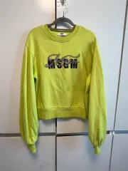 MSGM 蛍光 イエロー キッズ スウェット Tシャツ (成人可能)