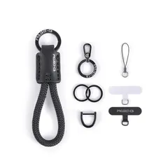 【新品】 [project-cb] スマホリングストラップ スマホストラップ スマホチャーム 携帯ストラップ カラビナ ハンドストラップ メンズ レディース キーチェーン おしゃれ (ブラック-B) 0