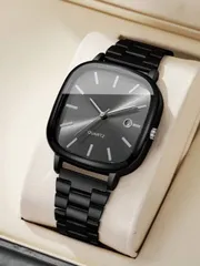 腕時計 メンズ クォーツ 1個 メンズギフト腕時計、クラシックファッションスクエアダイヤル カレンダー表示、カジュアルスタイリッシュクォーツ腕時計、時計箱は含まれません