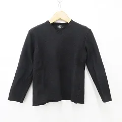 シーケーカルバンクライン ck Calvin Klein カットソー Tシャツ 長袖 Vネック 羊毛 黒 ブラック Lのサムネイル