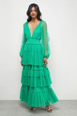 ウエアハウス レディース トップス ワンピース ウエストマーク マキシ Warehouse Cinched Waist Maxi Dress Green グリーンのサムネイル