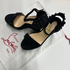 CHRISTAIN LOUBOUTIN　MADMONICA　クリスチャンルブタン　サンダル　スパイク ウェッジソール　ブラック サイズ37