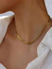 ジュエリー レディース ネックレス 18Kゴールドメッキ ステンレススチール キューバンリンクチェーンネックレス ミニマリスト ヒップホップスタイル ジュエリー レディース メンズ 1個入り