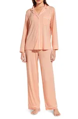 【送料無料】 エバージェイ レディース ナイトウェア アンダーウェア Gisele Long Pajamas Pink Nectar Ivory
