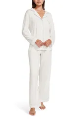 【送料無料】 エバージェイ レディース ナイトウェア アンダーウェア Gisele Long Pajamas Pure IvoryNavy