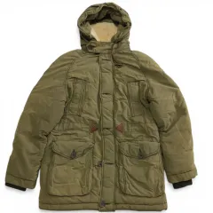 TOMMY HILFIGER　トミーヒルフィガー　ダウンジャケット　ロング　カーキ　ミリタリー　サイズL　ダウン80％　フェザー20％