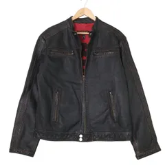 DANIER シングルライダースジャケット レザージャケット ブラック (メンズ M) 中古 古着 A3203