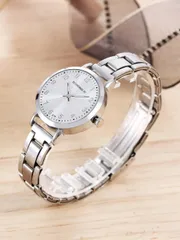 腕時計 レディース クォーツ おしゃれでシンプルなデジタル スチールバンド合金製 レディース腕時計、友人への贈り物、学生への進学祝いの贈り物に