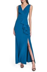 エリザジェイ レディース トップス ワンピース フリル Eliza J Laguna Ruffle Mermaid Gown Peacock