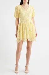 アンクライン レディース トップス ワンピース ミニ レース Anne Klein Lace Minidress Daffodil